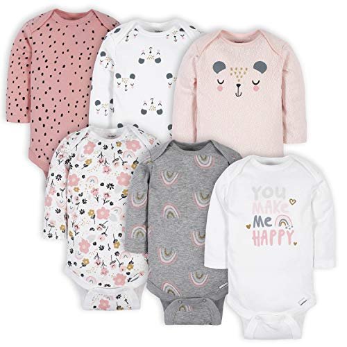 Gerber Baby Girls' 6-Pack Long-Sleeve Onesies Bodysuits