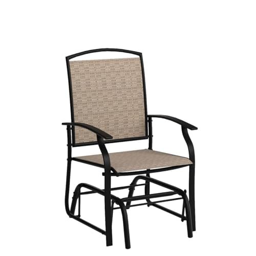 Giantex Outdoor Glider Chair W/Sturdy Metal Frame & Breathable Mesh Fabric, Porch Lounge Swing Rocking Chairs Set of 2 for Lawn, Garden, Porch, Backyard, Poolside, Patio Gliders for Outside