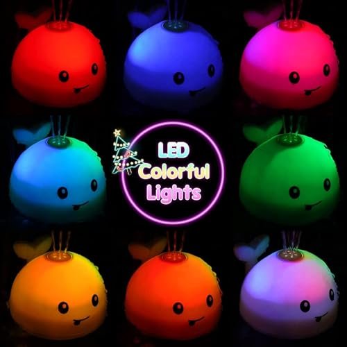 Gigilli Light Up Whale Bath Toys Sprinkler for Babies 6-12 12-18 Months or Kids Ages 1-3 2-4, Water Pool Bathtub Rechargeable Infant Toddler Bath Toys for 1 Year Old Boys Girls 1st Birthday Gifts