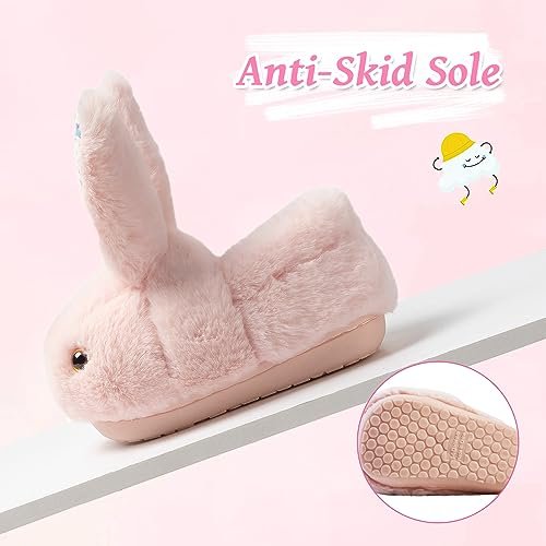 Girls Toddler Slippers Boys House Shoes for Little Kids Cute with Bunny Design Plush Indoor Slippers Non-Slip