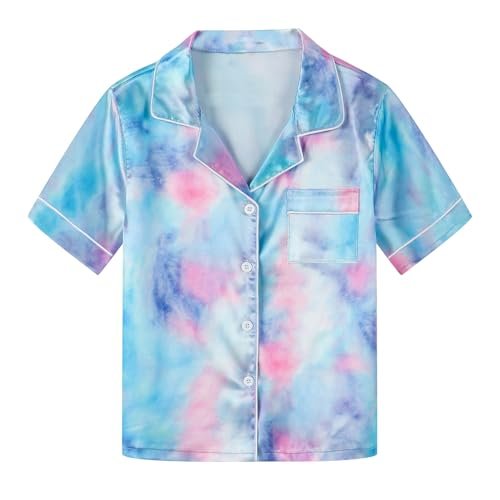 Girls & Womens Satin Pajamas Set, Silk Button-Down Sleepwear 2 Piece Nightwear, 3 Years - Women XXL