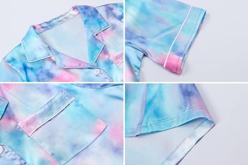 Girls & Womens Satin Pajamas Set, Silk Button-Down Sleepwear 2 Piece Nightwear, 3 Years - Women XXL