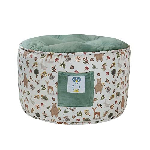 GooseWaddle Soft and Comfortable Kids Ottoman Toddler Pouf Seating for Your Little One's Playroom or Nursery (Cedar Sage)