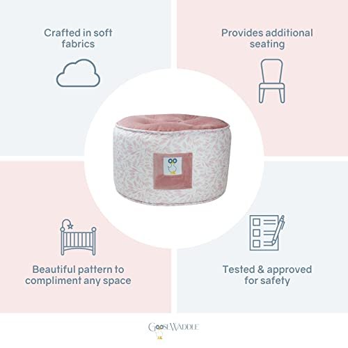 GooseWaddle Soft and Comfortable Kids Ottoman Toddler Pouf Seating for Your Little One's Playroom or Nursery (Cedar Sage)