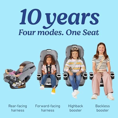 Graco 4Ever DLX 4-in-1 Car Seat, Charlie | Infant to Toddler Car Seat, with 10 Years of Use | Rear-Facing, Forward-Facing and Booster Modes | Safe, Comfortable and Convenient