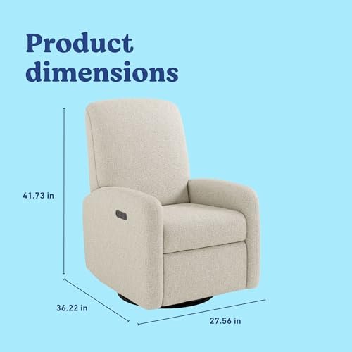 Graco Bellwood Power Recliner Swivel Glider (Dune Basketweave) – Electronic Power Recliner for Nursery, Includes Dual-USB Charging Port for USB-A & USB-C, Glider Rocking Chair with Full Recline
