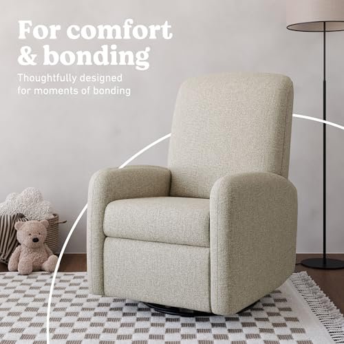 Graco Bellwood Power Recliner Swivel Glider (Dune Basketweave) – Electronic Power Recliner for Nursery, Includes Dual-USB Charging Port for USB-A & USB-C, Glider Rocking Chair with Full Recline