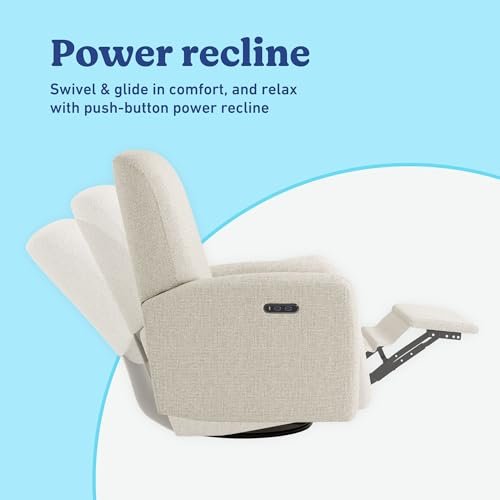 Graco Bellwood Power Recliner Swivel Glider (Dune Basketweave) – Electronic Power Recliner for Nursery, Includes Dual-USB Charging Port for USB-A & USB-C, Glider Rocking Chair with Full Recline