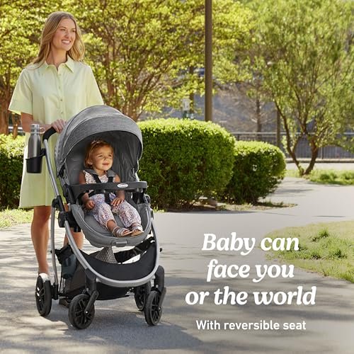 Graco Modes Pramette Stroller, Baby Stroller with True Pram Mode, Reversible Seat, One Hand Fold, Extra Storage, Child Tray, Pierce