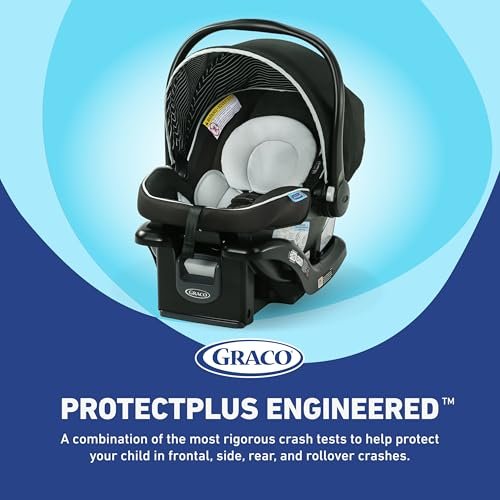 Graco SnugRide Lite LX Infant Car Seat, Rear-Facing, Lightweight, Adjustable Base, Easy Install, Studio