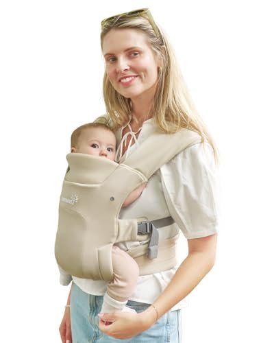 GROWNSY Baby Carrier Newborn to Toddler, Cozy Baby Wraps Carrier, Ergonomic Baby Carrier with Head Support, Cream