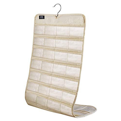 Hanging Jewelry Organizer,Accessories Organizer,80 Pocket Organizer for Holding Jewelries（Beige）