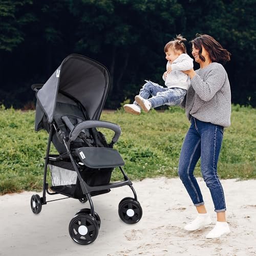 hauck Lightweight and Compact Travel Baby/Toddler Foldable Stroller, Sport, Charcoal/Stone