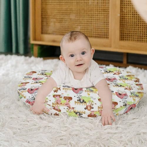 HawSkgFub Farm Animals Barn Life Nursing Pillow Cover for Baby Boys Girls, Neutral Cow Chicken Pig Sheep Horse Breastfeeding Pillow Slipcover, Nursing Pillowcase for Newborn Infant, Cover Only
