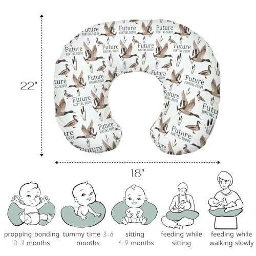 HawSkgFub Future Duck Hunting Buddy Nursing Pillow Cover for Baby Boys, Mallard Duck Hunter Wild Animal Reeds Lake Breastfeeding Pillow Slipcover, Nursing Pillowcase for Newborn Infant, Cover Only