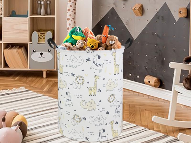 HIYAGON Baby Laundry Hamper Basket Baby Hamper for Nursery Boy and Girl Cute Kids Toys Storage Bin Organizer Animal Room Decor(Animals)