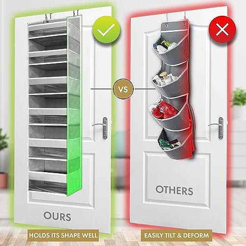 HOMELUX THEORY 1 PC Heavy Duty Over the Door Organizer 55x14x6.7, 6 Large Front & 12 Side Pockets, Hanging Storage Closet Door Organizer for Bedroom, Bathroom and Baby Nursery Storage (Ivory)