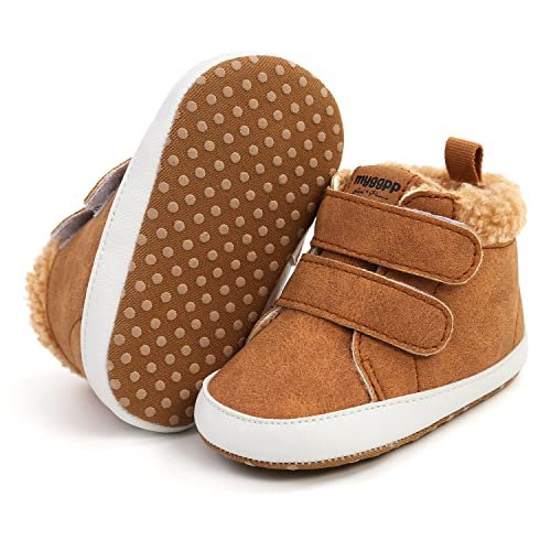 HsdsBebe Baby Ankle Boots Infant Boys Girls Fleece Booties Anti-Slip Rubber Sole Sneakers Toddler Newborn Walking Crib Shoes