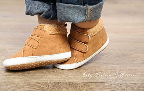 HsdsBebe Baby Ankle Boots Infant Boys Girls Fleece Booties Anti-Slip Rubber Sole Sneakers Toddler Newborn Walking Crib Shoes