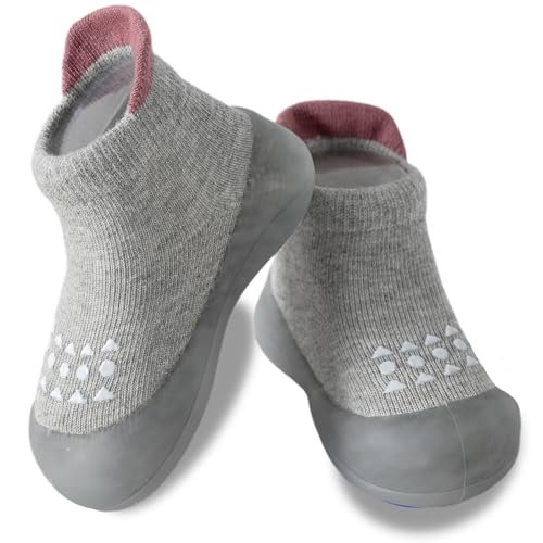 Hstyle Baby Sock Shoes Toddler Walking Shoes Infant Non-Slip Slippers Soft Rubber Sole Sneakers for Baby Boys Girls