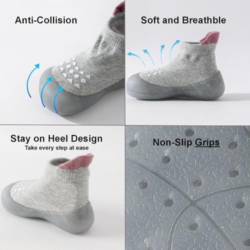 Hstyle Baby Sock Shoes Toddler Walking Shoes Infant Non-Slip Slippers Soft Rubber Sole Sneakers for Baby Boys Girls