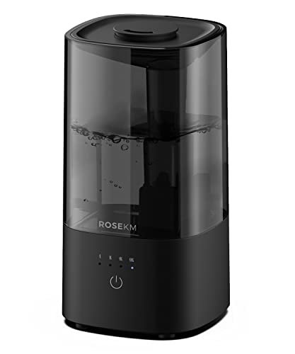 Humidifiers for Bedroom, 2.0L Cool Mist Humidifier for Home Plant and Baby Nursery, Quiet Ultrasonic Humidifier with 360° Nozzle, Auto Shut-Off, Filterless, Black