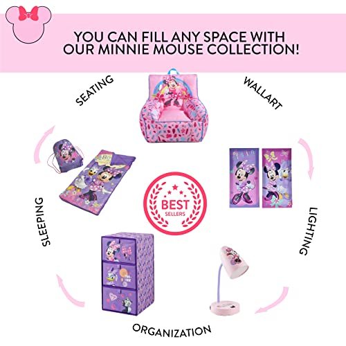 Idea Nuova Disney Minnie Mouse Collapsible Children’s Toy Storage Trunk, Durable with Lid