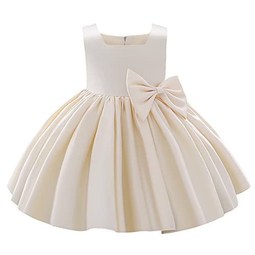 IDOPIP Flower Girl Bowknot Tutu Dress for Kids Baby Princess Wedding Bridesmaid Birthday Party Pageant Baptism Dresses 6M-10T