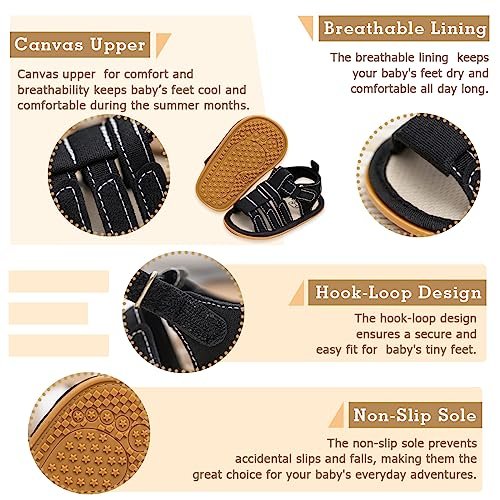 Infant Boys Girls Sandals Breathable Premium Baby Summer Outdoor Casual Beach Shoes Lightweight Toddler Flower Bowknot Anti Slip Rubber Sole Newborn Prewalker First Crib Shoes