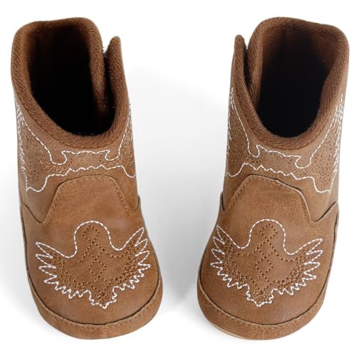 Infant Toddler Western Boots Cowgirl Cowboy Soft Rubber Sole Booties for Baby Girls Boys 3-18 Months