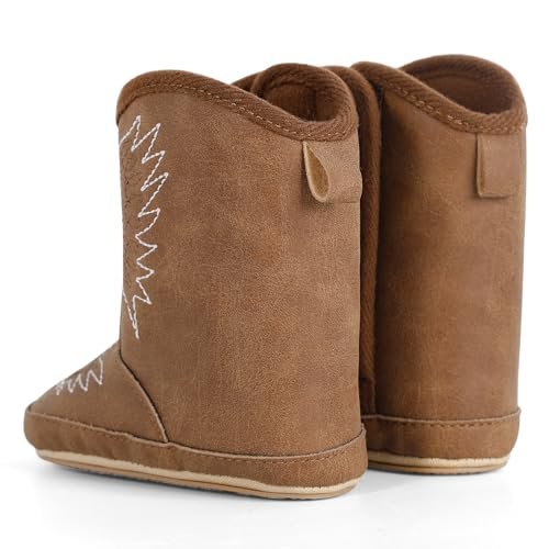 Infant Toddler Western Boots Cowgirl Cowboy Soft Rubber Sole Booties for Baby Girls Boys 3-18 Months