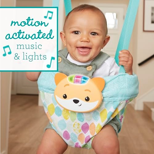 Infantino 2-in-1 Music & Lights Doorway Jumper - Engaging Activity Jumper with Motion-Activated Sounds for Babies, Fox