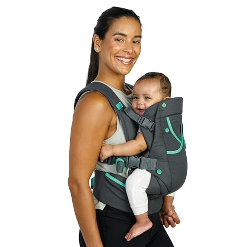 Infantino Carry On Active Baby Carrier, Ergonomic Multi-Pocket Baby Carrier for Newborn to Toddler 8-40 lbs with Padded Straps, Lumbar Belt Storage & Pacifier Loop, Registry Essential, Gray