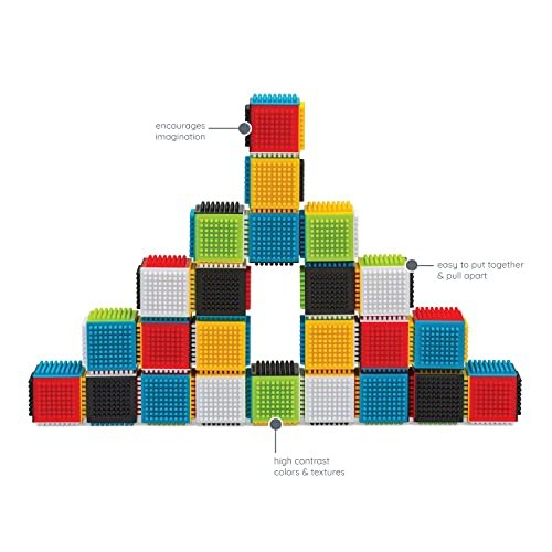Infantino Press & Stay Sensory Blocks for Babies, 24-Piece Set, Multicolor