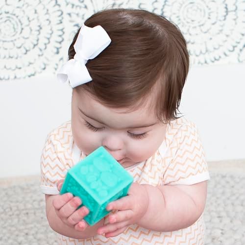 Infantino Squeeze and Stack Block Set - Colorful Textured Soft Blocks, Includes Numbers, Animals and Shapes, Ages 6 Months +