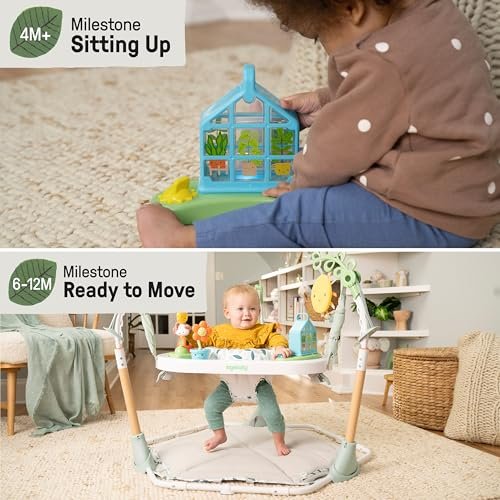 Ingenuity Tummy-to-Toes 6-in-1 Milestone Center, Play Gym, Foldable Mat, Music and Nature Sounds, Lights, Activity Jumper, Table, Playhouse, for Ages 0-48 Months