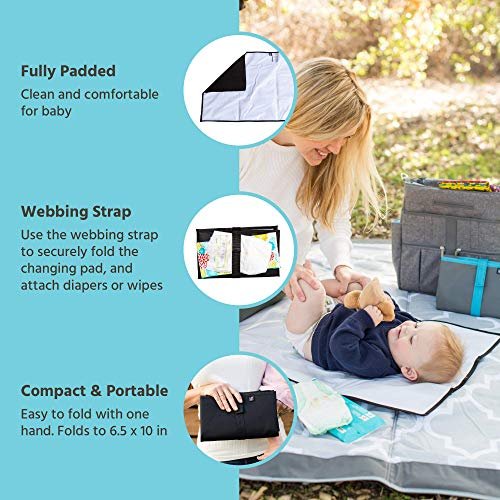 J.L. Childress Full Body Portable Changing Pad - Baby Diaper Changing Pad for Travel - Padded, Waterproof, Foldable - Extra-Large 19" x 30" - Black