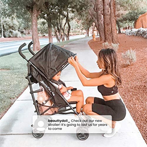 Jeep PowerGlyde Plus Stroller by Delta Children Lightweight Travel Stroller with Smoothest Ride, Aluminum Frame, 4-Position Recline, Extra Large Storage Basket, Black