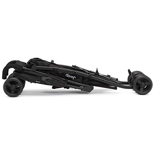 Jeep PowerGlyde Plus Stroller by Delta Children Lightweight Travel Stroller with Smoothest Ride, Aluminum Frame, 4-Position Recline, Extra Large Storage Basket, Black