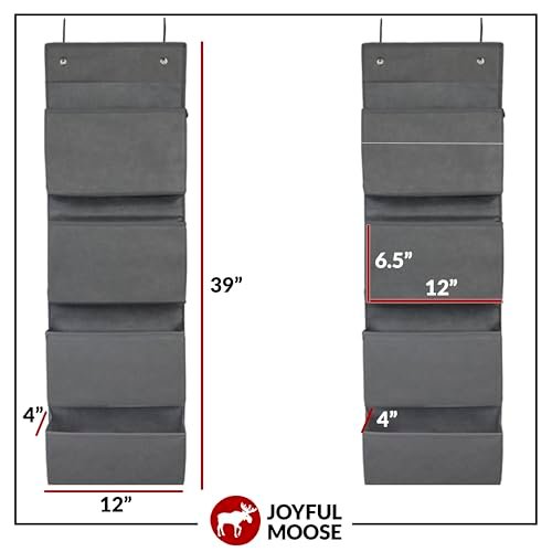 Joyful Moose Over the Door Hanging Organizer Closet Storage Bins Grey