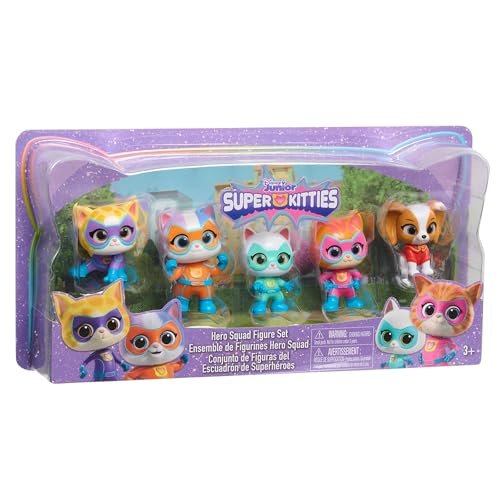 Just Play Disney Junior SuperKitties Hero Squad 5-Piece Figure Set, Kids Toys for Ages 3 Up
