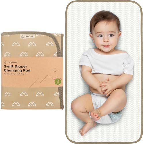 KeaBabies Portable Diaper Changing Pad, Easy Wipe Clean - Foldable Waterproof Baby Changing Mat for Diaper Bag, Compact, Lightweight, Baby Changer Travel Essential, Machine Washable (Rainbow)