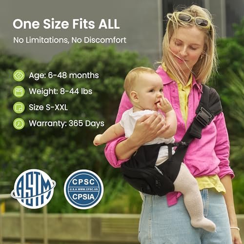 KIDIRA Baby Sling Carrier, 2025 New Toddler Carrier Baby Carrier Newborn to Toddler (8-44 lbs), Portable Non-Slip Hip Baby Holder with Protective Mesh and Adjustable Padded Shoulder Strap