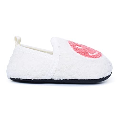 Kids Slippers Toddler Smile Face House Slippers Indoor Home Non-Slip Rubber Sole Shoes Warm Cozy Socks