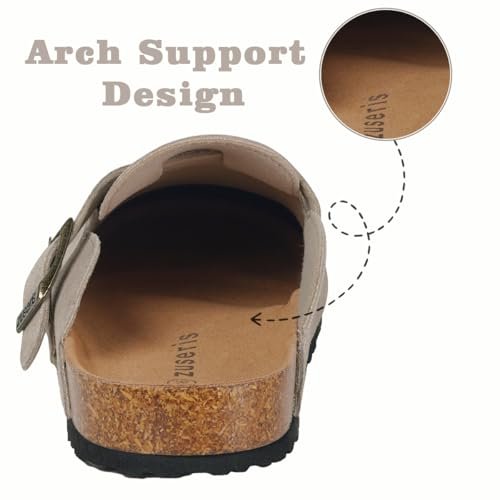 Kids Suede Clogs Boys Girls Cork Footbed Potato Shoes Classic Slip On Leather Mules Children Indoor Outdoor Sandals with Adjustable Buckle