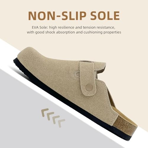 Kids Suede Clogs Boys Girls Sandals Cork Footbed Toddler Slip-on Slippers Indoor Outdoor Cute Sandals Classic Adjustable Buckle