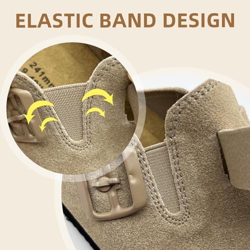 Kids Suede Clogs Boys Girls Sandals Cork Footbed Toddler Slip-on Slippers Indoor Outdoor Cute Sandals Classic Adjustable Buckle