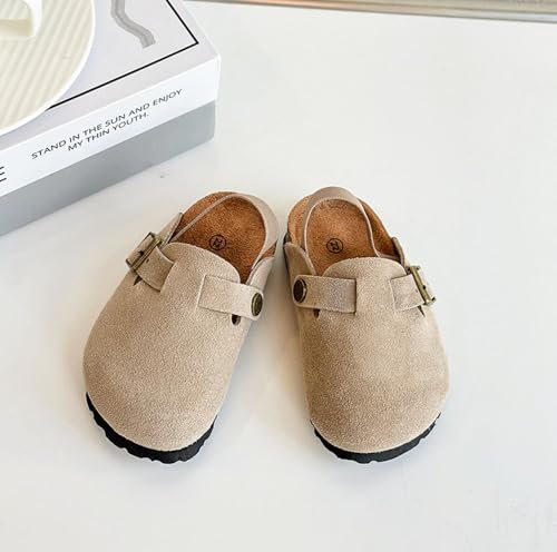 Kids Suede Clogs Toddler Clogs Boys Girls Sandals Cork Adjustable Buckle Mules