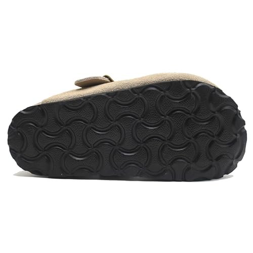 Kids Suede Clogs Toddler Clogs Boys Girls Sandals Cork Adjustable Buckle Mules Kid Slippers Flat Shoes Black
