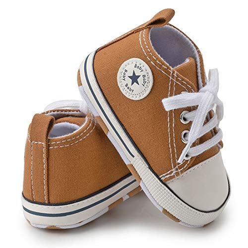 KIDSUN Unisex Baby Boy Girl Canvas Sneaker Soft Sole Infant Lace up Newborn Ankle Toddler First Walkers Crib Shoes